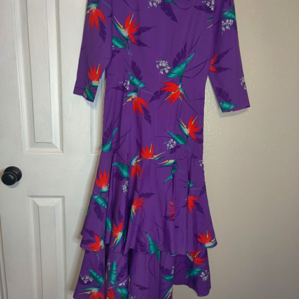 Purple 80s drop waist dress